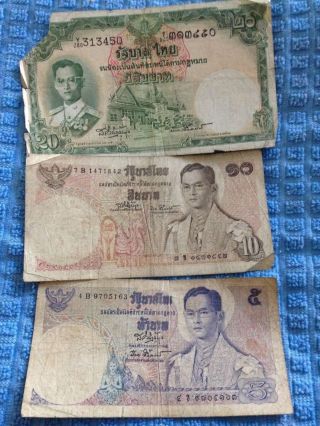 Thailand 20/10 And A 5 Baht Banknote photo