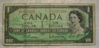 1967 Bank Of Canada Bc - 45b Cbn One 1$ Dollars F+ Beattie - Rasminsky S/o 6225109 photo