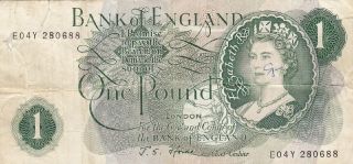 Vintage 1970 ' S British Pound Paper Banknote Queen Elizabeth England E04y 280688 photo