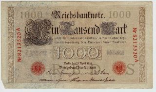 Germany 1000 Mark Reichsbanknote 1910 S Red Seal photo
