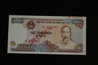 Vietnam $100000 Specimen Note photo
