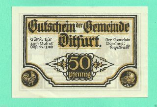 Germany Ditfurt 50 Pfg Nd.  (1921) Notgeld Unc Crisp Sgb4 photo