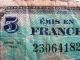 Vintage Emis En France Cinq 5 Francs 23064182 World War Ii Note 1944 Europe photo 2