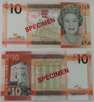 Jersey Bd Series Specimen £10 Note With All Security Features. . . photo