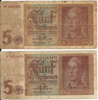 Nazi Germany Banknote German P186a Paper Money F+ photo
