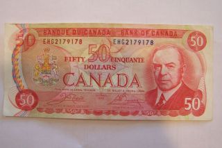 Canada Paper Money 50 Bill 1975 Rare photo