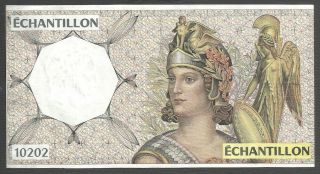 France,  French Test Note,  Echantillon,  10102,  Lady Warrior photo
