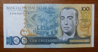 Brazil - Banco Central Do Brasil 100 One Hundred Cem Cruzados Banknote photo
