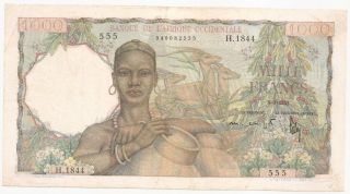 French West Africa 1000 Francs P - 44 8.  3.  51 Vf Catpr$185 photo
