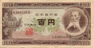 100 Yen Bank Of Japan Bank Note. . .  Nippon Ginko Very photo