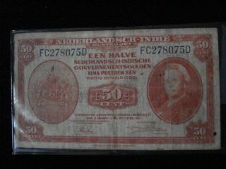 Netherlands Indies 50 Cents 1943 P - 110a Banknote photo