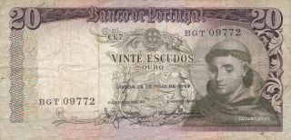Portugal: 20 Escudos Banknote,  26 - 5 - 1964,  P - 167a photo