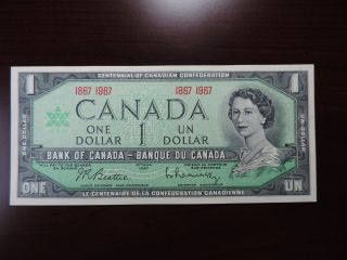 $1 Bank Note Canada 1867 - 1967 Commemorative Centennial Issue Bill Au - Unc photo