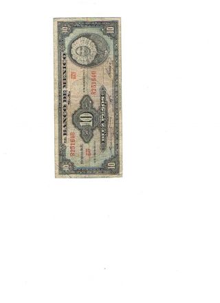 Banco De Mexico 10 Pesos Tehuana Note 17febrero De 1965 photo