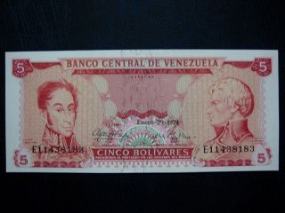 Venezuela 5 Bolivares 1974 Unc photo