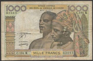 West African States / Senegal,  1000 Francs,  Nd.  1978,  P 703kn photo