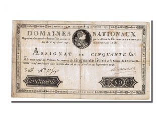 French Assignats,  50 Livres Type Assignat Portrait Type,  Signed By. . . photo