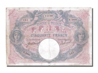 French Paper Money,  50 Francs Type Bleu Et Rose,  09 Décembre 1910,  Fayette. . . photo