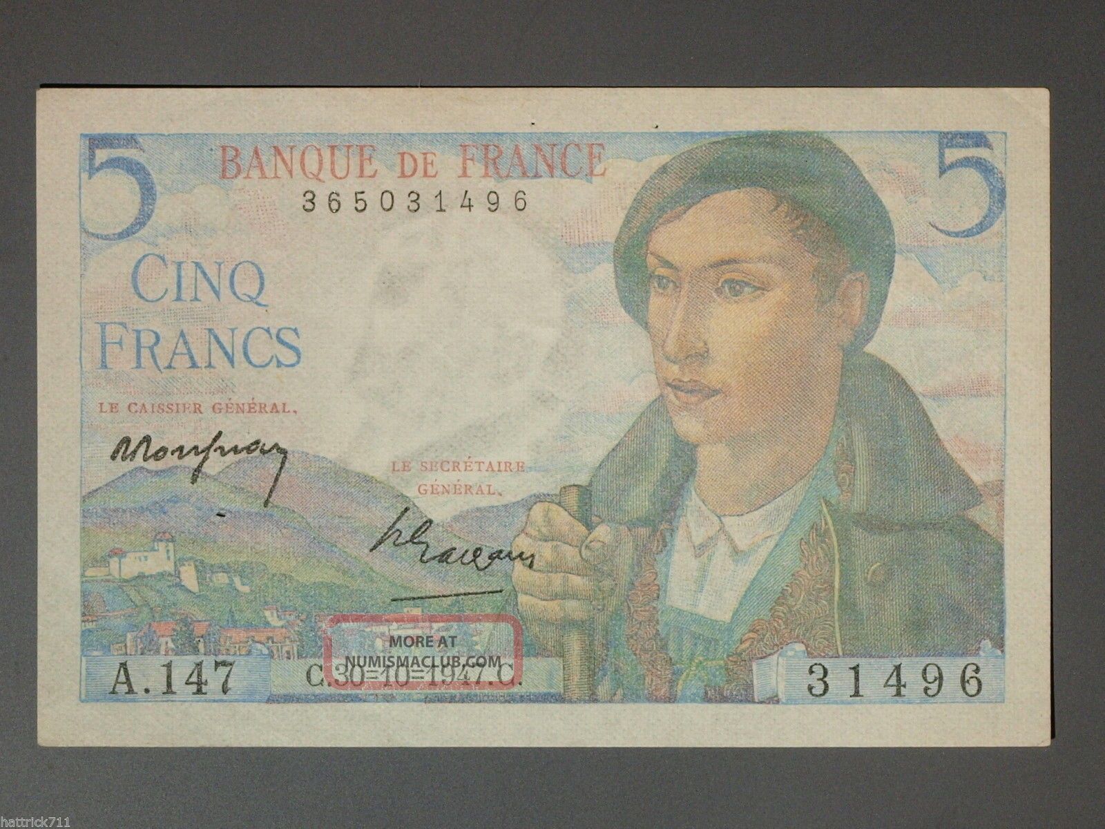 France Banknote 5 Francs 1947 Scarce P98b 2 Consecutive Choice Au