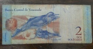 Venezuela 2 Bolivares Banknote Bill photo