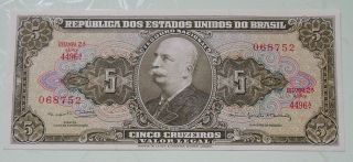 Aidollar: Brazil Note 5 Cruzeiros Banknote Paper Money Currency photo