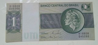 Aigifts: Brazil Note 1 Cruzeiros Banknote Paper Money Currency Unc photo