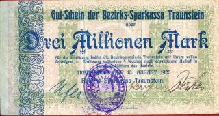 Traunstein 3,  000,  000 3000000 Mark 10/8/1923 Vf photo
