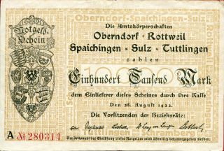 Oberndorf 100,  000 100000 Mark 28/8/1923 F photo