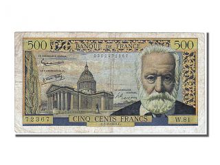 French Paper Money,  500 Francs Type Victor Hugo photo