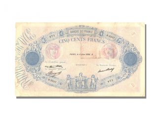French Paper Money,  500 Francs Type Bleu Et Rose photo
