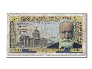 French Paper Money,  5 Nouveaux Francs Type Victor Hugo photo