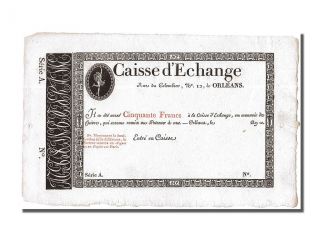 French Assignats,  Caisse D ' Echange Of Orleans,  50 Francs photo