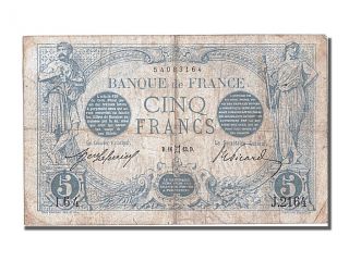 French Paper Money,  5 Francs Type Bleu photo