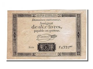 French Assignats,  10 Livres Type Domaines Nationaux,  Signé Taisaud photo
