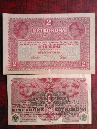 2 Kronen 1917 & 1 Krone 1916 photo