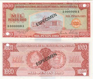 Dominican Republic Specimen$1/1000 Nd (1964 - 4) P100s/6unc photo