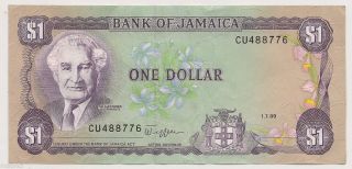 Bank Of Jamaica $1 Bank Note. .  1.  7.  89 photo