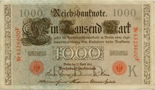 Germany 1000 Mark 1910 Nr4328600f photo