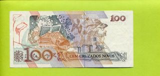Brazil 100 Cruzeiros Unc Banknote,  Paper Money photo