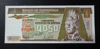 Guatemala Banknote 50 Centavos,  Pick 65 Unc 1989 photo