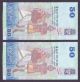 Two Consecutive Number Sri Lanka 50 Rupees 2010 Unc Banknote Ceylon P - 124 Asia photo 1