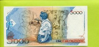 Brazil 5000 Cruzeiros Unc Banknote,  Paper Money photo