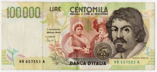 Italy 100,  000 Lire 1994 Serie (hb 607553 A) - P 117b Crisp Note Vf photo