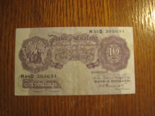 1940 1948 Great Britain Bank Note 10 Shilling P366 photo
