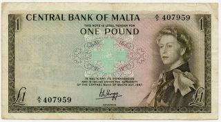 Malta 1967 (1969) 1 Pound P 29 F+ No Hole photo