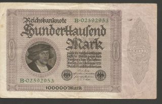 German Banknote Hunderttausend 100,  000 Marks photo