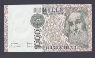1000 Lire 1982 Gem Uncirculated Banknote From Italy photo