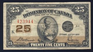 Canada 1923 25 Cents 11b Vf photo