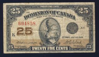 Canada 1923 25 Cents 11c Vf photo