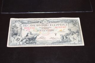 1935 Rare Ten Dollar Canadian Bank Of Commerce Canada Banknote Bill Currency photo